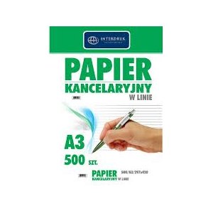 PAPIER KANCELARYJNY A3, 100K. LINIA, INTERDRUK