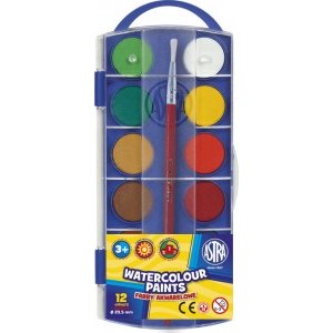 FARBY AKWARELOWE 12 KOLOR&Oacute;W,  23,5 MM, ASTRA