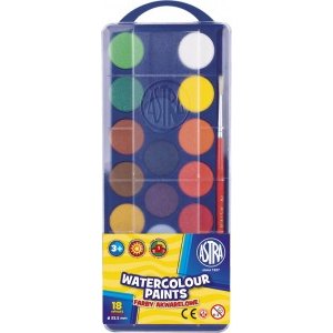 FARBY AKWARELOWE 18 KOLOR&Oacute;W,  23,5 MM, ASTRA