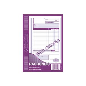 Rachunek A5 dla zwolnionych z VAT  pion 