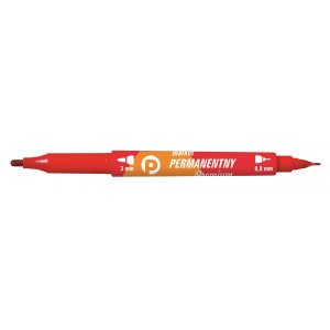 MARKER PERMANENTNY KM501, DWUSTRONNY, CZERWONY, TETIS