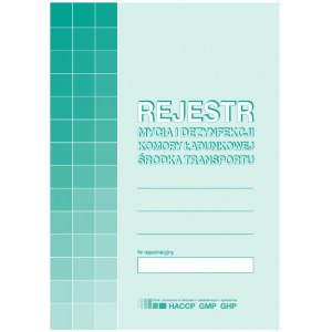 Rejestr mycia i dezynfekcji komory ładunkowej śr. transportu