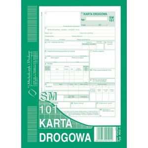 SM101 Karta drogowa numerowana samoch&oacute;d osobowy