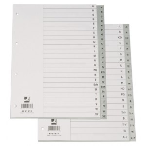 PRZEKŁADKI Q-CONNECT, PP, A4, 230X297MM, A-Z, SZARE