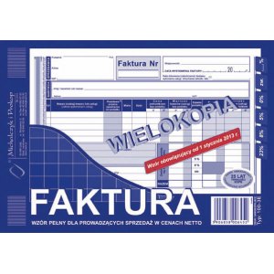 Faktura wzór pełny dla sprzedaży w cenach netto