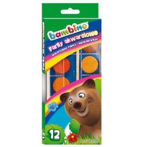 FARBY AKWARELOWE BAMBINO, 12 KOLOR&Oacute;W, MAJEWSKI