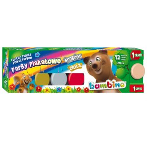 FARBY PLAKATOWE BAMBINO, 12 KOLOR&Oacute;W, 20 ML, MAJEWSKI