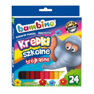 KREDKI OŁÓWKOWE BAMBINO, 24 KOLORY, MAJEWSKI
