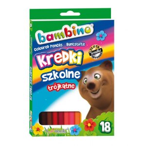 KREDKI OŁÓWKOWE BAMBINO, 18 KOLORÓW, MAJEWSKI