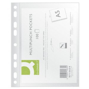 KOSZULKI Q-CONNECT, PP, A5, GROSZKOWE, 50MIKR., 100SZT.