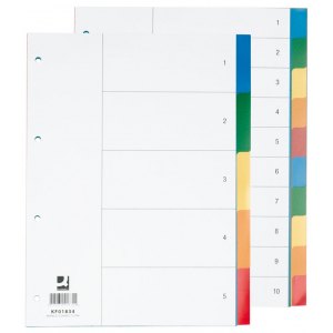 PRZEKŁADKI Q-CONNECT, PP, A4, 230X297MM, MIX KOLOR&Oacute;W