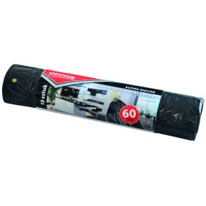WORKI NA ŚMIECI Z TAŚMĄ, MOCNE  LDPE , 60L, 10SZT., CZARNE