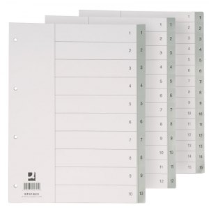 PRZEKŁADKI Q-CONNECT, PP, A4, 230X297MM, 1-31, SZARE
