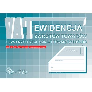 Ewidencja Vat - zwrot towarów uznanych reklamacji i usług