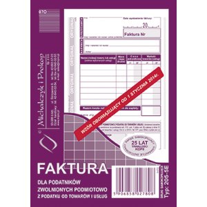 Faktura dla podatników zwolnionych podmiotowo z podatku od