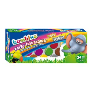 FARBY PLAKATOWE BAMBINO, 24 KOLORY, 10 ML, MAJEWSKI