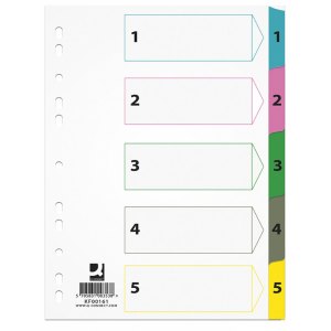 PRZEKŁADKI Q-CONNECT, KARTON, A4, 225X297MM, LAM.,MIX KOL.