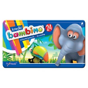 KREDKI BAMBINO W METALOWYM PUDEŁKU, 24 KOLORY, MAJEWSKI