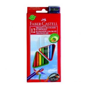 KREDKI TRÓJKĄTNE ECO 12KOL.+TEMPERÓWKA FABER CASTELL