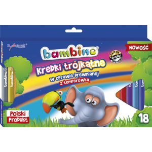 KREDKI TRÓJKĄTNE BAMBINO, 18 KOLORÓW