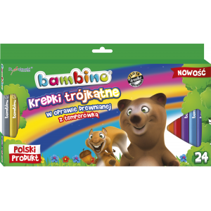 KREDKI TRÓJKĄTNE BAMBINO, 24 KOLORY