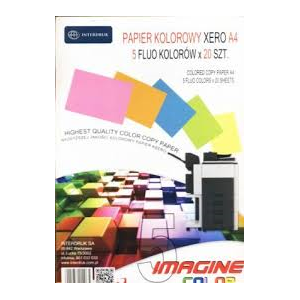 KSERO KOLOR A4 100 szt mix 5 kolorów FLUOR intensywny