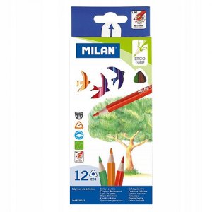 KREDKI OŁÓWKOWE TRÓJKĄTNE MILAN 12 KOLORÓW