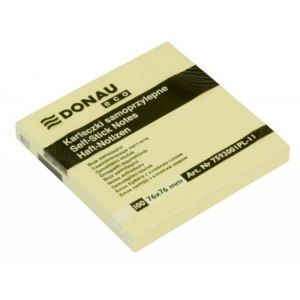 BLOCZEK SAMOP. DONAU ECO, 76X76MM, 1X100 K., JASNOŻ&Oacute;ŁTY