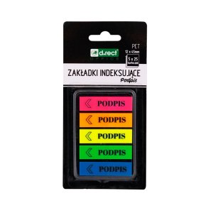 ZAKŁADKI INDEKSUJĄCE PET 12x45mm 5x25szt PODPIS
