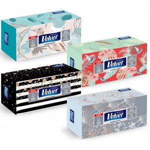 CHUSTECZKI KOSMETYCZNE VELVET, 3-WARSTWOWE, 120 LISTK&Oacute;W