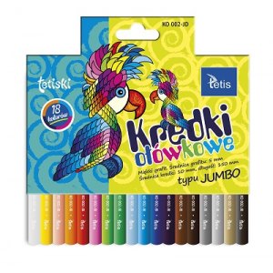 KREDKI OŁÓWKOWE TETISKI 18 KOLORÓW JUMBO