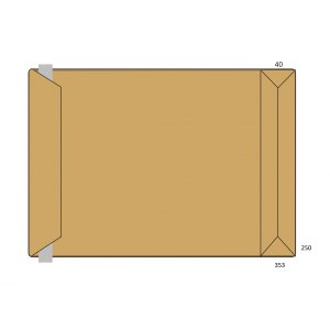 Koperta B-4, brązowa, HK z paskiem, RBD poszerzana, 250 szt