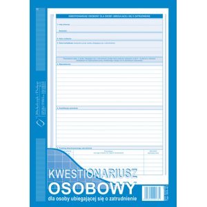 KWESTIONARIUSZ DLA OSOBY UBIEGAJĄCEJ SIĘ O ZATRUDNIENIE