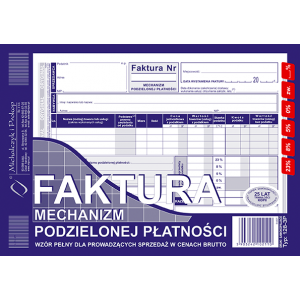 FAKTURA A5 Mechanizm Podzielonej Płatności  BRUTTO-PEŁNA