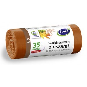 WORKI Z USZAMI DO SEGREGACJI ODPADÓW BIO, 35 L, BRĄZOWE