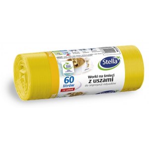WORKI Z USZAMI, DO SEGREGACJI PLASTIKU I METALI, 60 L, Ż&Oacute;ŁTE