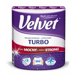 RĘCZNIK W ROLI CELULOZOWY VELVET TURBO 3-WARSTWOWY BIAŁY