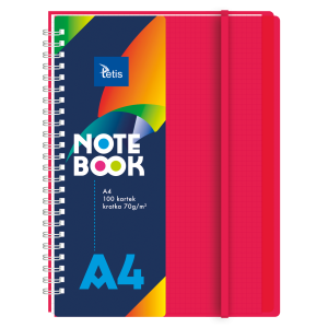 KOŁONOTES A4 100 KARTEK OPRAWA PP CZERONA