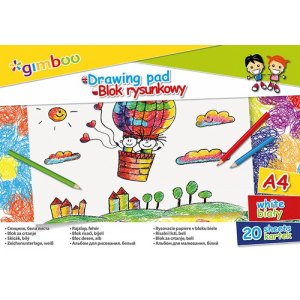 BLOK RYSUNKOWY BIAŁY A4/20KARTEK, GIMBOO