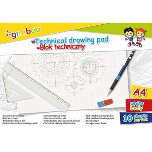 BLOK TECHNICZNY BIAŁY 150G A4/10KARTEK, GIMBOO