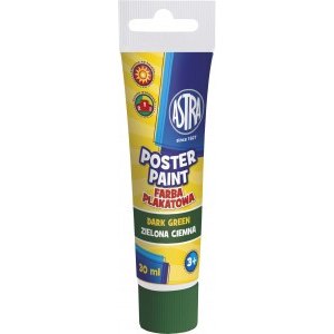 FARBA PLAKATOWA W TUBCE, 30 ML, ASTRA, CIEMNOZIELONA
