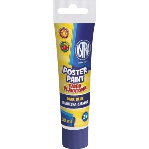 FARBA PLAKATOWA W TUBCE, 30 ML, ASTRA, CIEMNONIEBIESKA