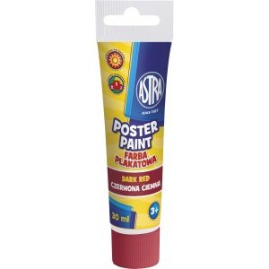 FARBA PLAKATOWA W TUBCE, 30 ML, ASTRA, CIEMNOCZERWONA