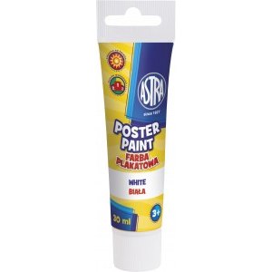 FARBA PLAKATOWA W TUBCE, 30 ML, ASTRA, BIAŁA