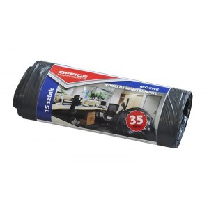 WORKI NA ŚMIECI, MOCNE  LDPE , 50X60, 35L, 15SZT., CZARNE