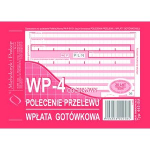 Polecenie przelewu-wpłata got&oacute;wkowa A6 4-odc