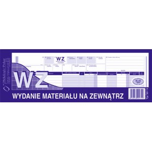 WZ wydanie materiału na zewnątrz 1/2 A4 5-POZ