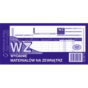 WZ wydanie materiał&oacute;w na zewnątrz 1/3 A4